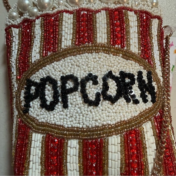 Hardheaded Beaded Popcorn Bag Chain Strap crossbody purse novelty statement NWT - Picture 4 of 12